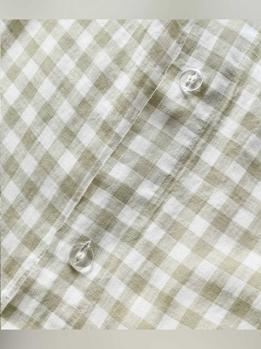 NWOT Quince European Linen Gingham 1 Piece Duvet Cover, Full/Queen (Willowleaf)